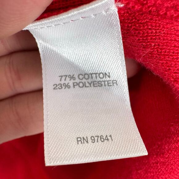 J. Jill Cotton Blend Red Cropped 3/4 Sleeve Lightweight Open Cardigan Size LP - Picture 3 of 5